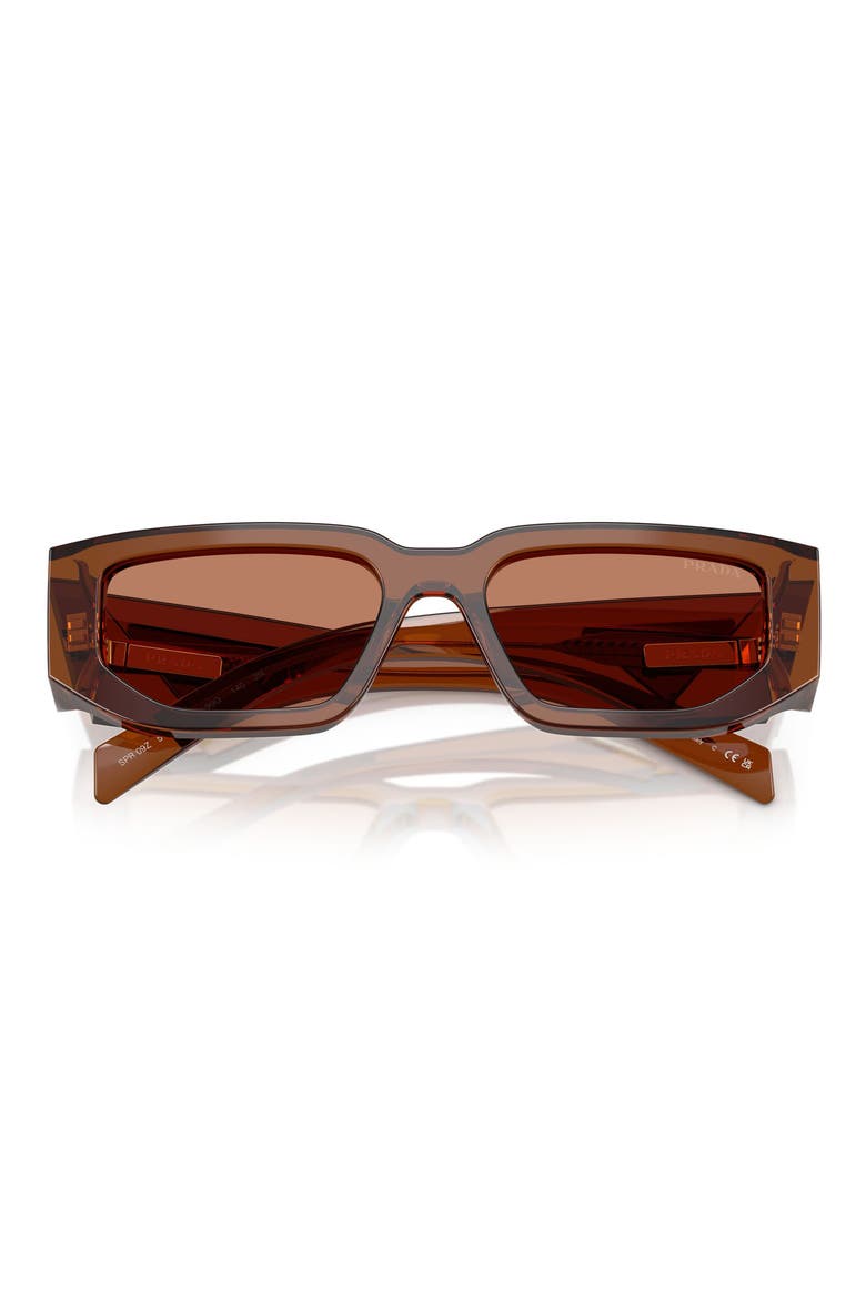 56mm Rectangular Sunglasses, Alternate, color, DARK TRANSPARENT / BROWN