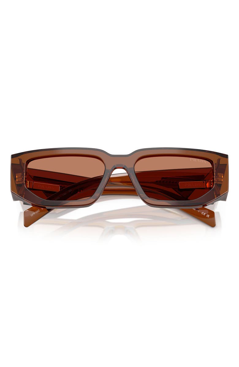 Prada 56mm Rectangular Sunglasses, Alternate, color, Dark Transparent / Brown