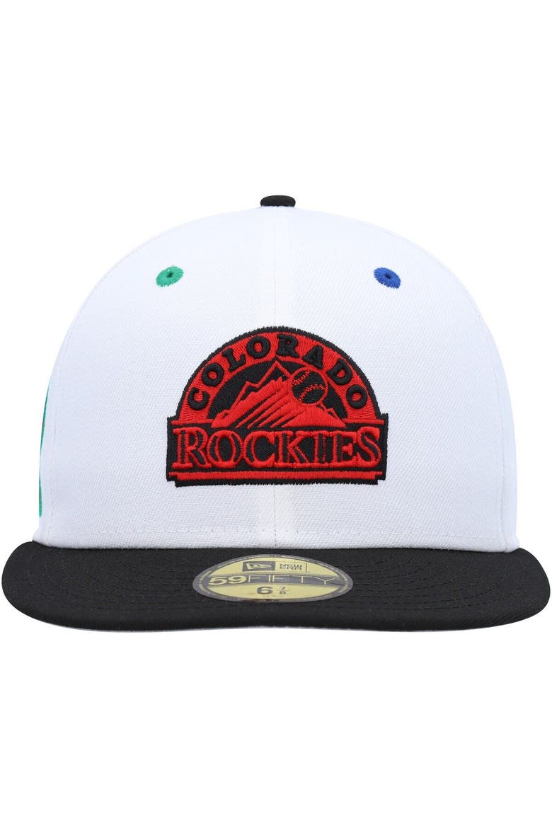 Men's New Era White/Black Colorado Rockies 25th Anniversary Primary Eye 59FIFTY Fitted Hat, Alternate, color, White