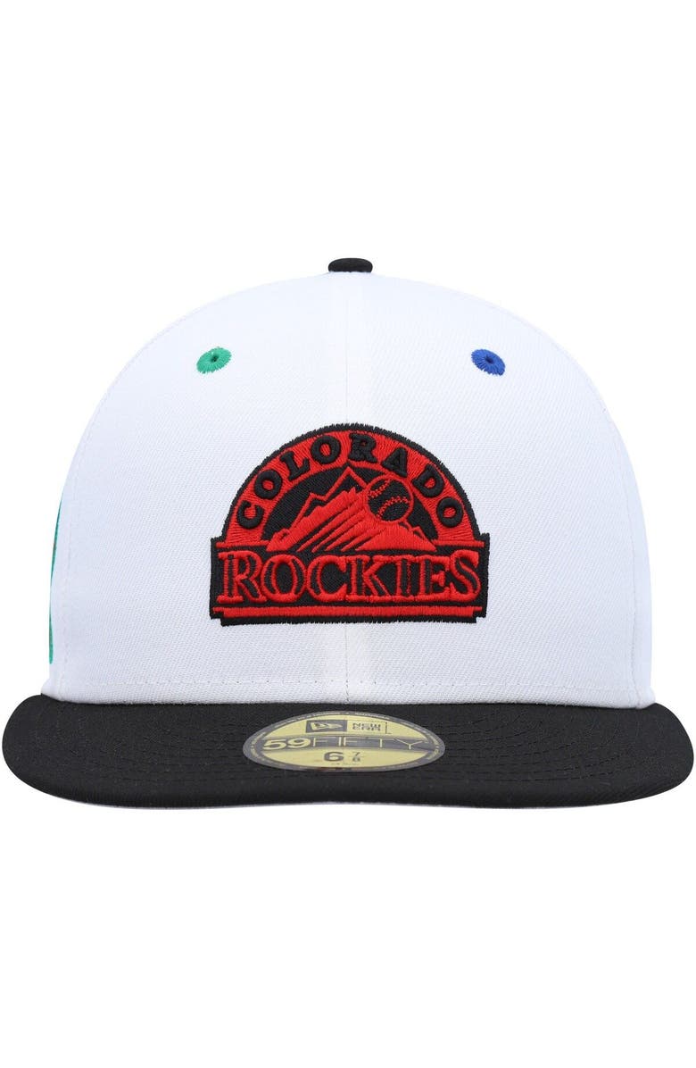 New Era Men's New Era White/Black Colorado Rockies 25th Anniversary Primary Eye 59FIFTY Fitted Hat, Alternate, color, 