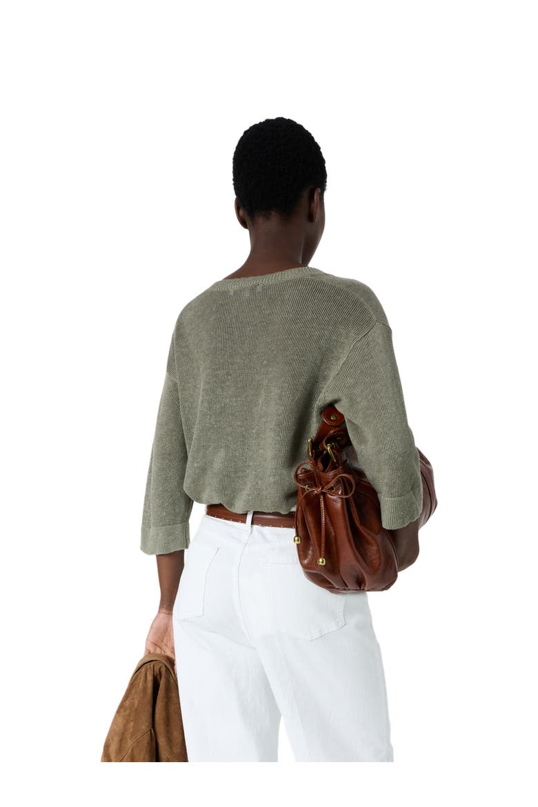 Lylou 3/4 Sleeve V-Neck Knit Top, Alternate, color, Medium Khaki