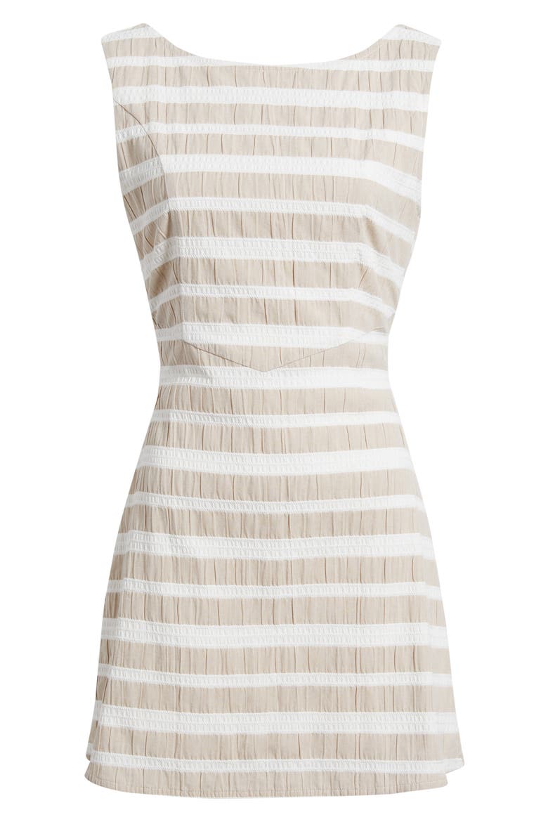 Leah Stripe Sleeveless Minidress, Alternate, color, OATMEAL/ WHITE