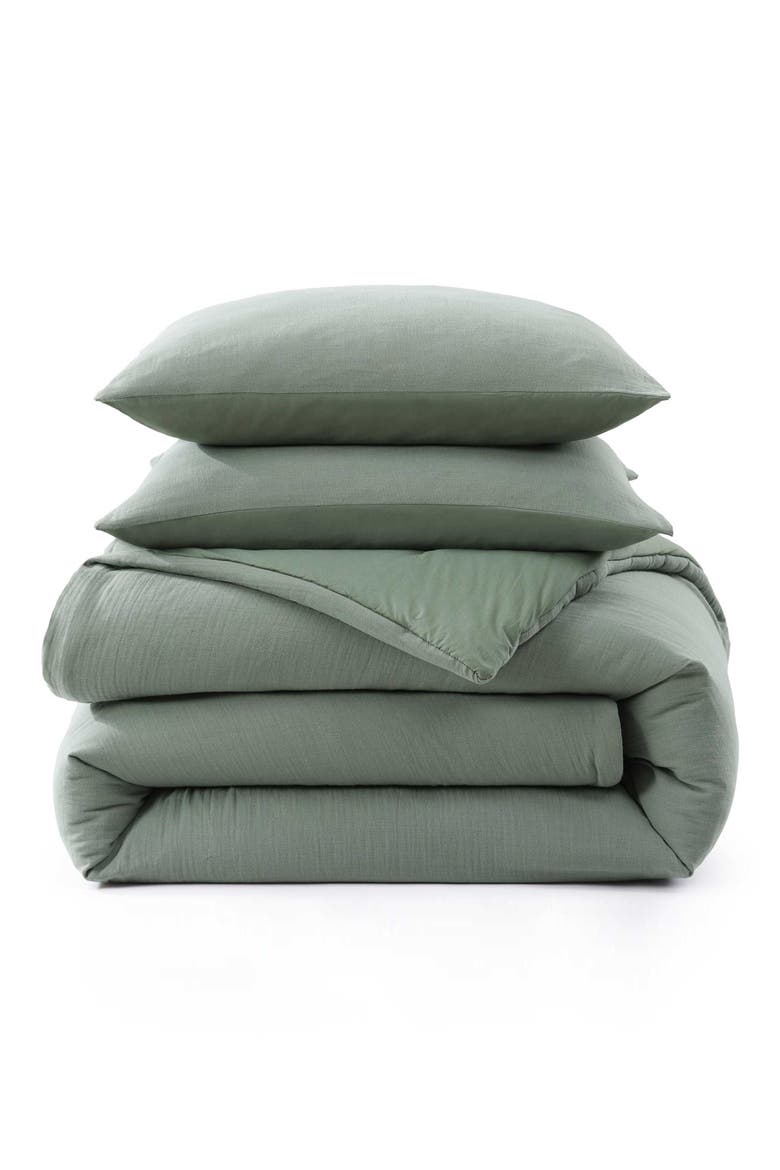Paradisio Yarn Dyed Cotton Gauze Comforter & Sham Set, Main, color, DARK GREEN