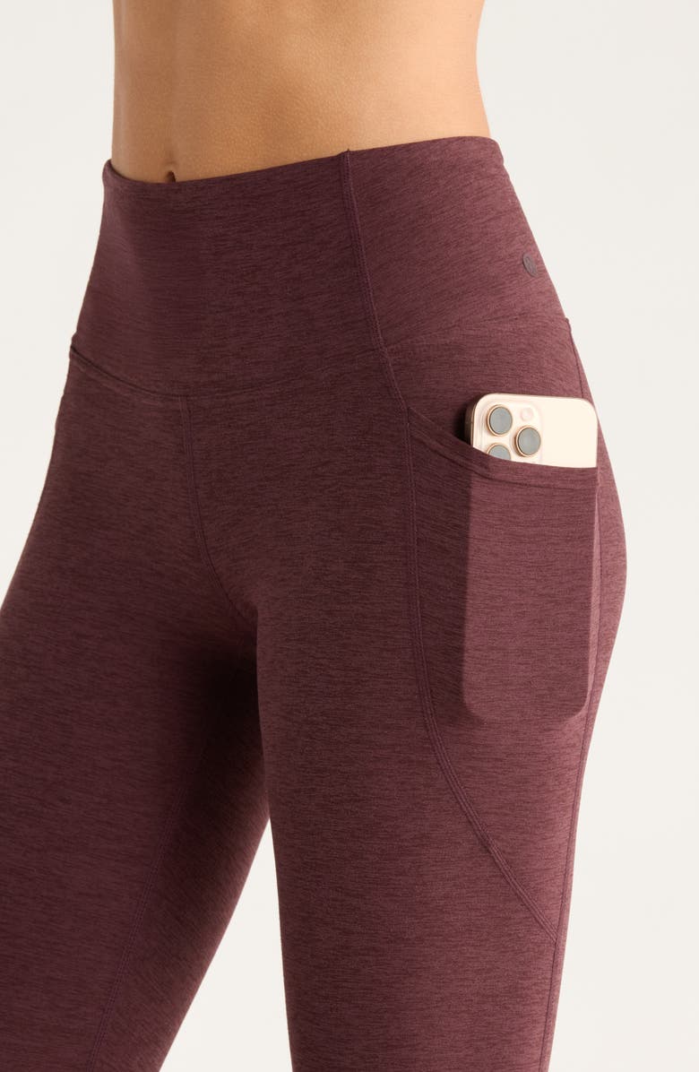 Zella Renew High Waist Pocket Leggings, Alternate, color, Burgundy Fudge Melange