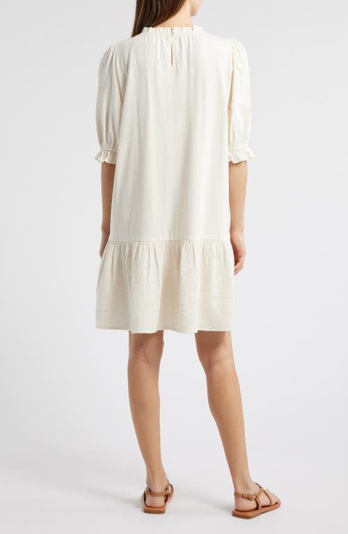 Caslon ® Ruffle Trim Shift Dress In White