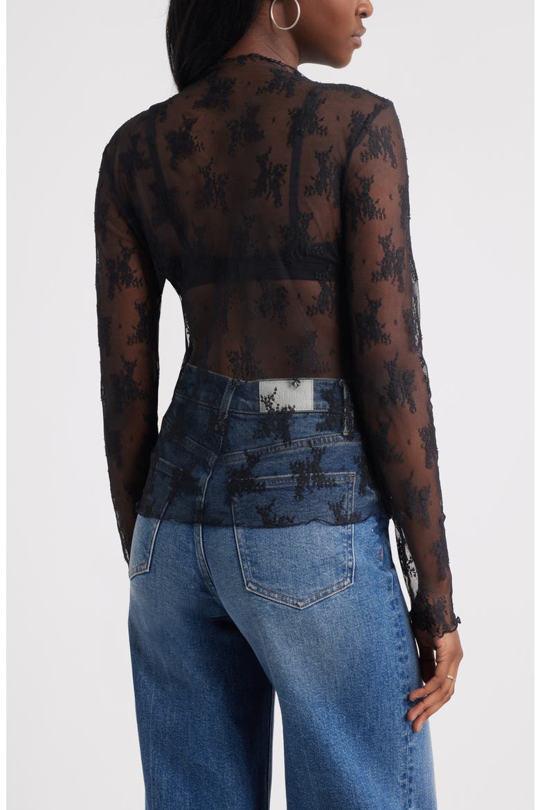 Sheer Lace Top, Alternate, color, BLACK