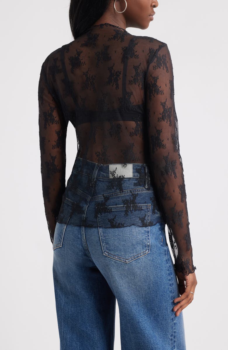 Treasure & Bond Sheer Lace Top, Alternate, color, Black