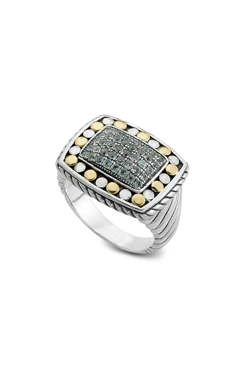 18K Yellow Gold & Sterling Silver White Topaz Ring, Main, color, WHITE