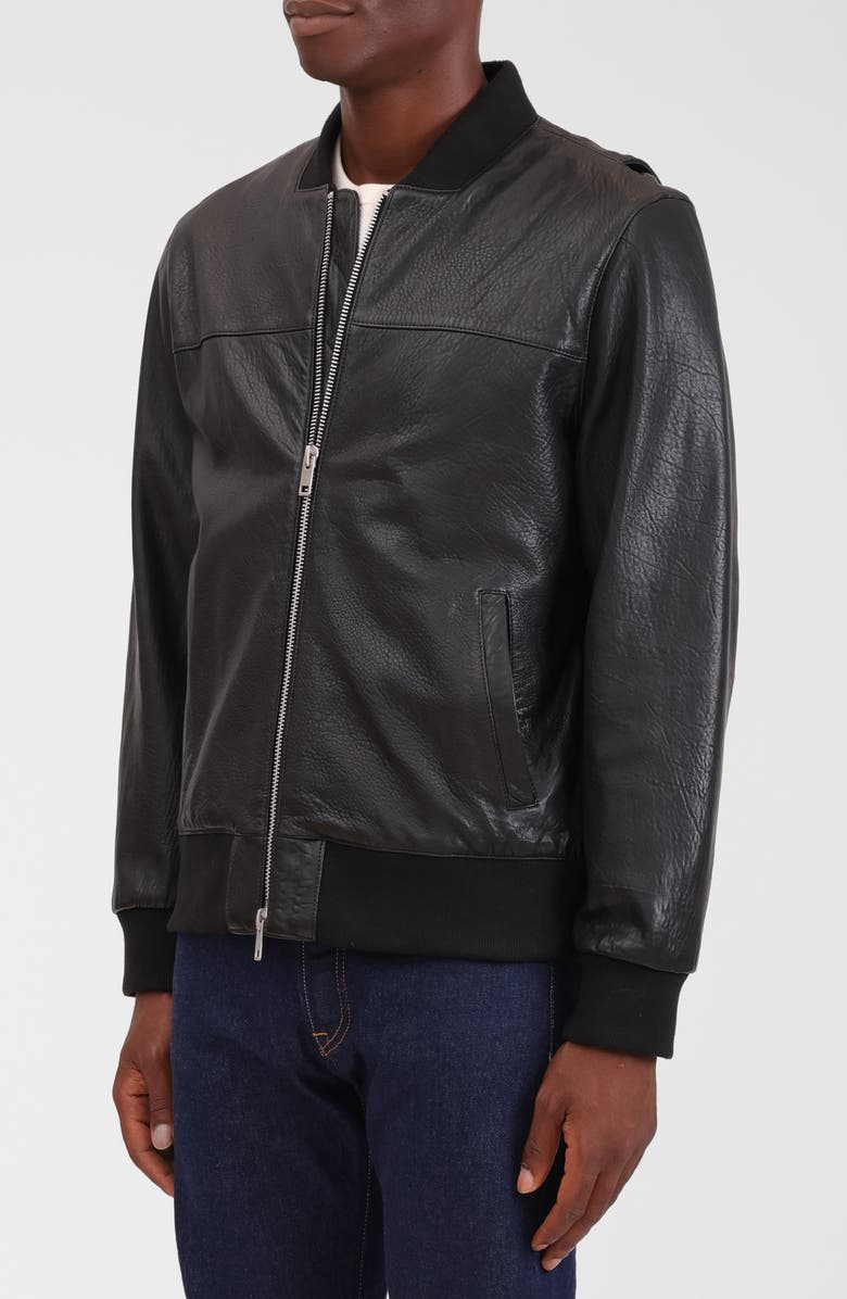 Bagatelle Leather Bomber Jacket, Alternate, color, Black