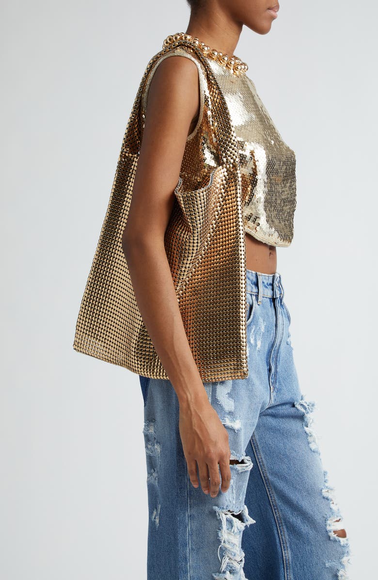 Rabanne Pixel Chain Mesh Tote, Alternate, color,