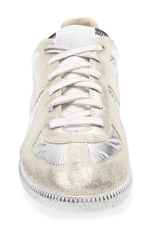 Maison Margiela Gold-tone Paneled Sneakers With Lace-up Fastening In White