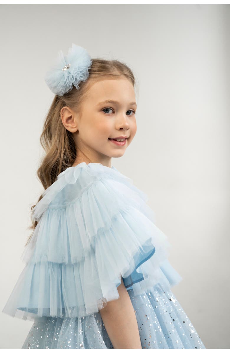 Mini Celebrities Sleveless Sparkle Tulle Dress Set, Alternate, color, Sparkle Blue