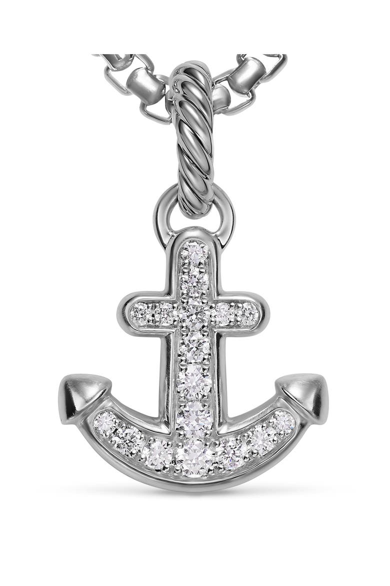 Anchor Amulet in Sterling Silver with Diamonds, 14.2mm, Alternate, color, SILVER PAVE