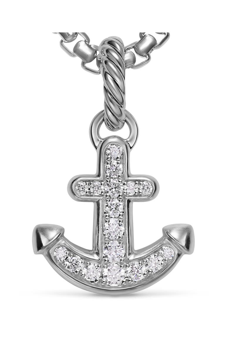 David Yurman Anchor Amulet in Sterling Silver with Diamonds, 14.2mm, Alternate, color, Silver Pave