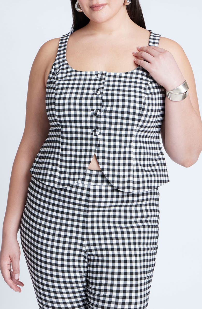 ELOQUII Gingham Square Neck Vest, Main, color,