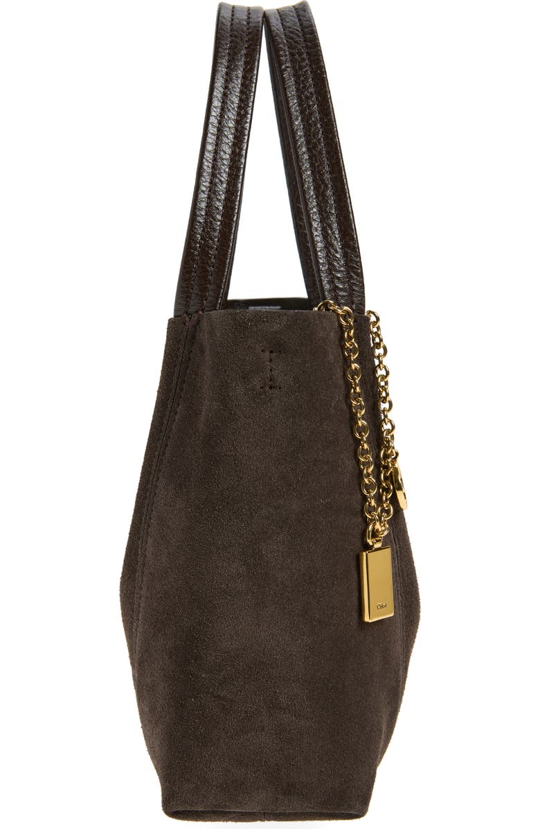 Chloé Small Spin Suede Crossbody Tote, Alternate, color, Kohl Brown