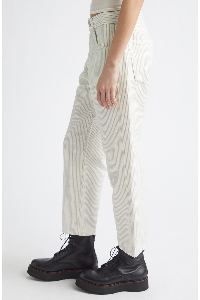 X-Boyfriend Pinstripe Linen & Cotton Pants, Alternate, color, WHITE WITH BLACK MINI STRIPE