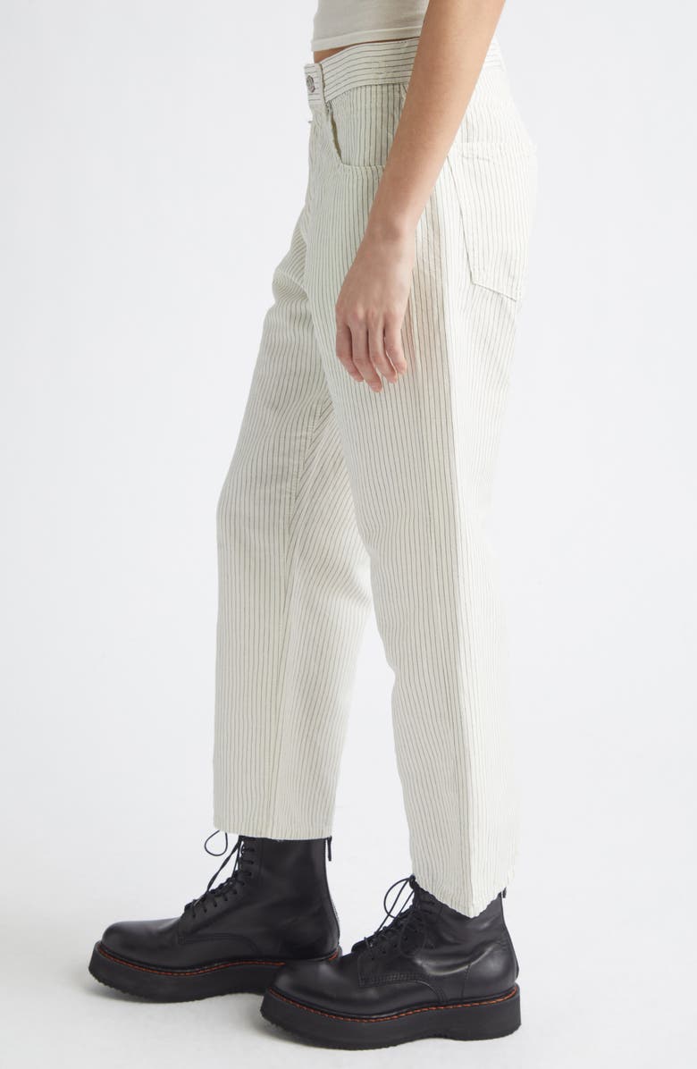 R13 X-Boyfriend Pinstripe Linen & Cotton Pants, Alternate, color, White With Black Mini Stripe