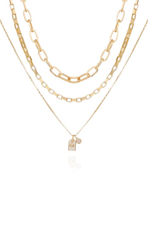 Logo Dog Tag Layered Necklace