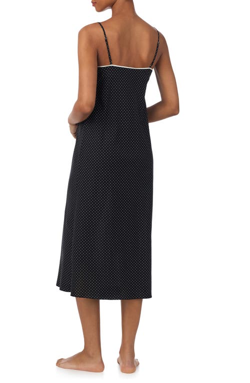 Ralph Lauren Lauren Dot Print Strappy Ballet Nightgown In Black