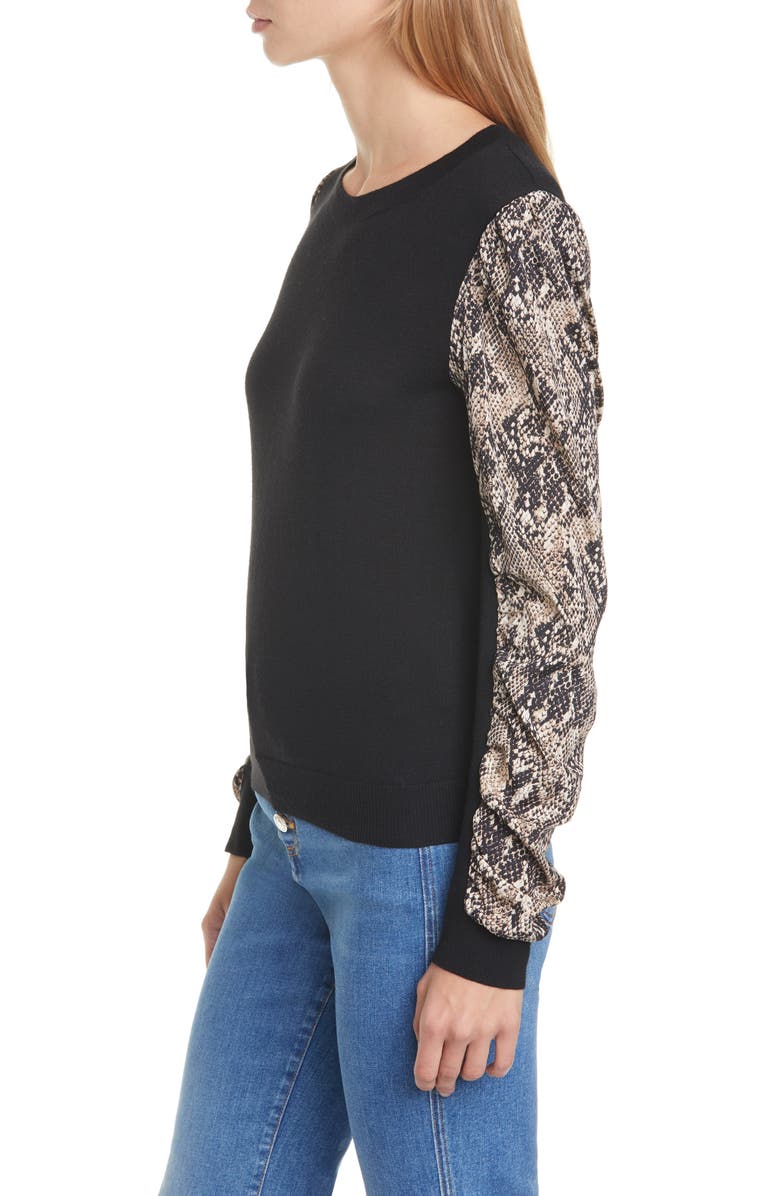 Veronica Beard Adler Python Print Mixed Media Sweater, Alternate, color, 