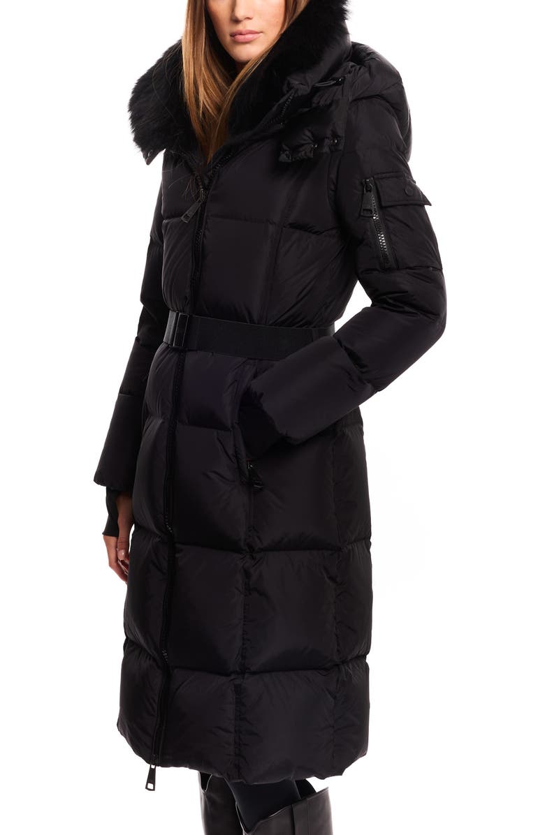SAM. Luxe Long Noho Water Resistant Down Puffer Coat, Alternate, color, Matte Black