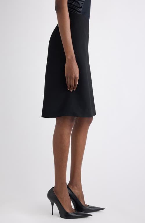 Balenciaga Hourglass Grain De Poudre Wool Midi Skirt In Black
