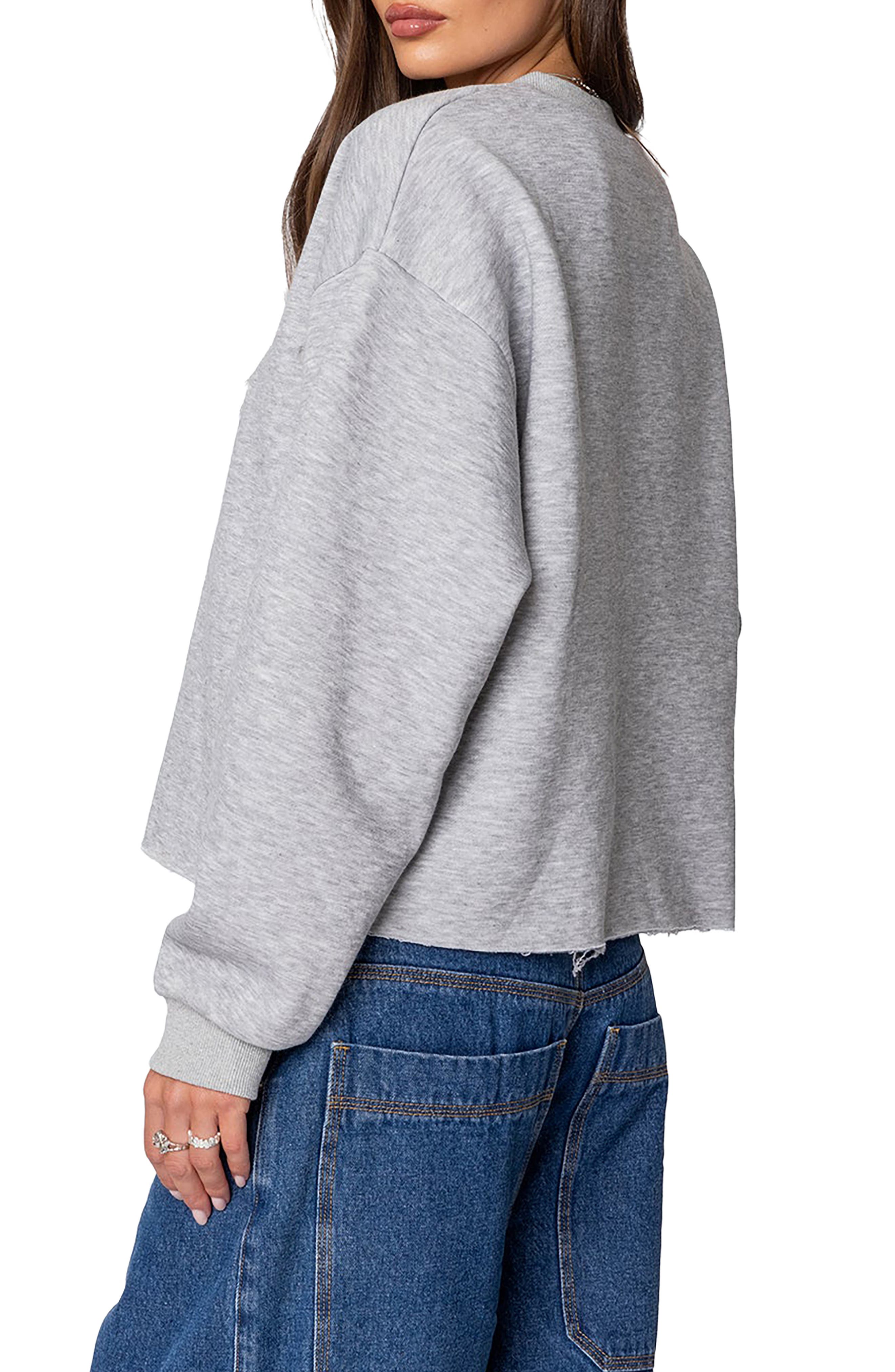 Gingham Star Applique Raw Hem Sweatshirt - image 2