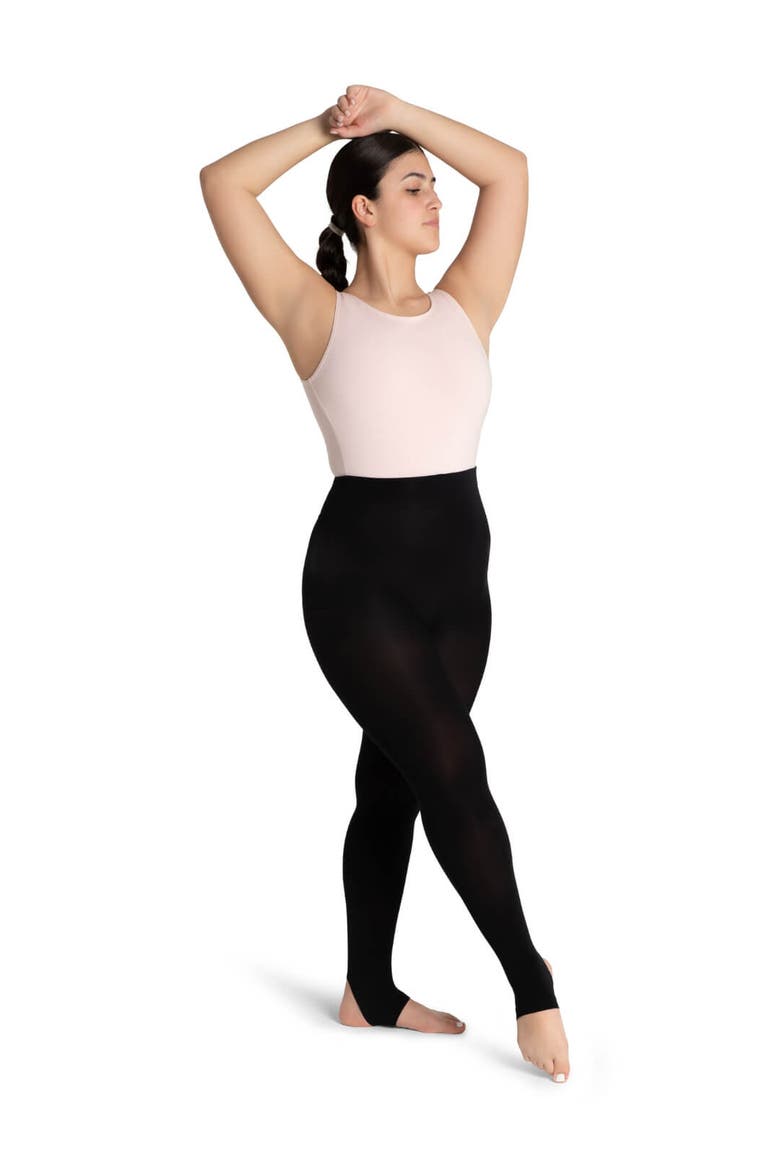 Ultra Soft Self Knit Waistband Stirrup Tight, Alternate, color, black
