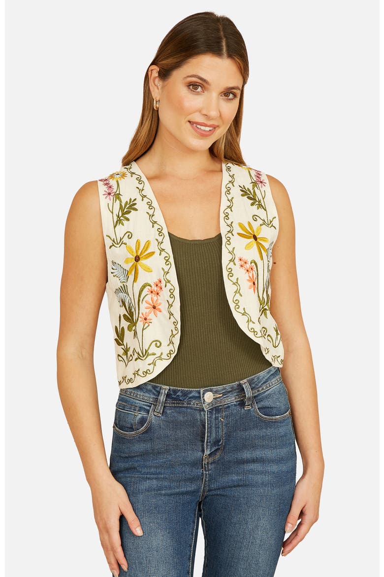 Floral Embroidered Cotton Waist Coat, Main, color, Multi