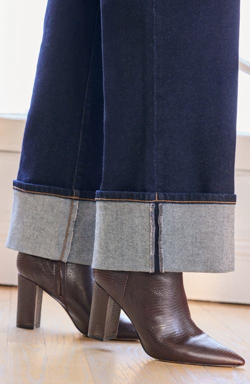 Liverpool Los Angeles Morgan Cuffed Wide Leg Jeans In Blue