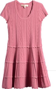 LoveShackFancy Kids' Reigh Cable & Pointelle Stitch Midi Dress