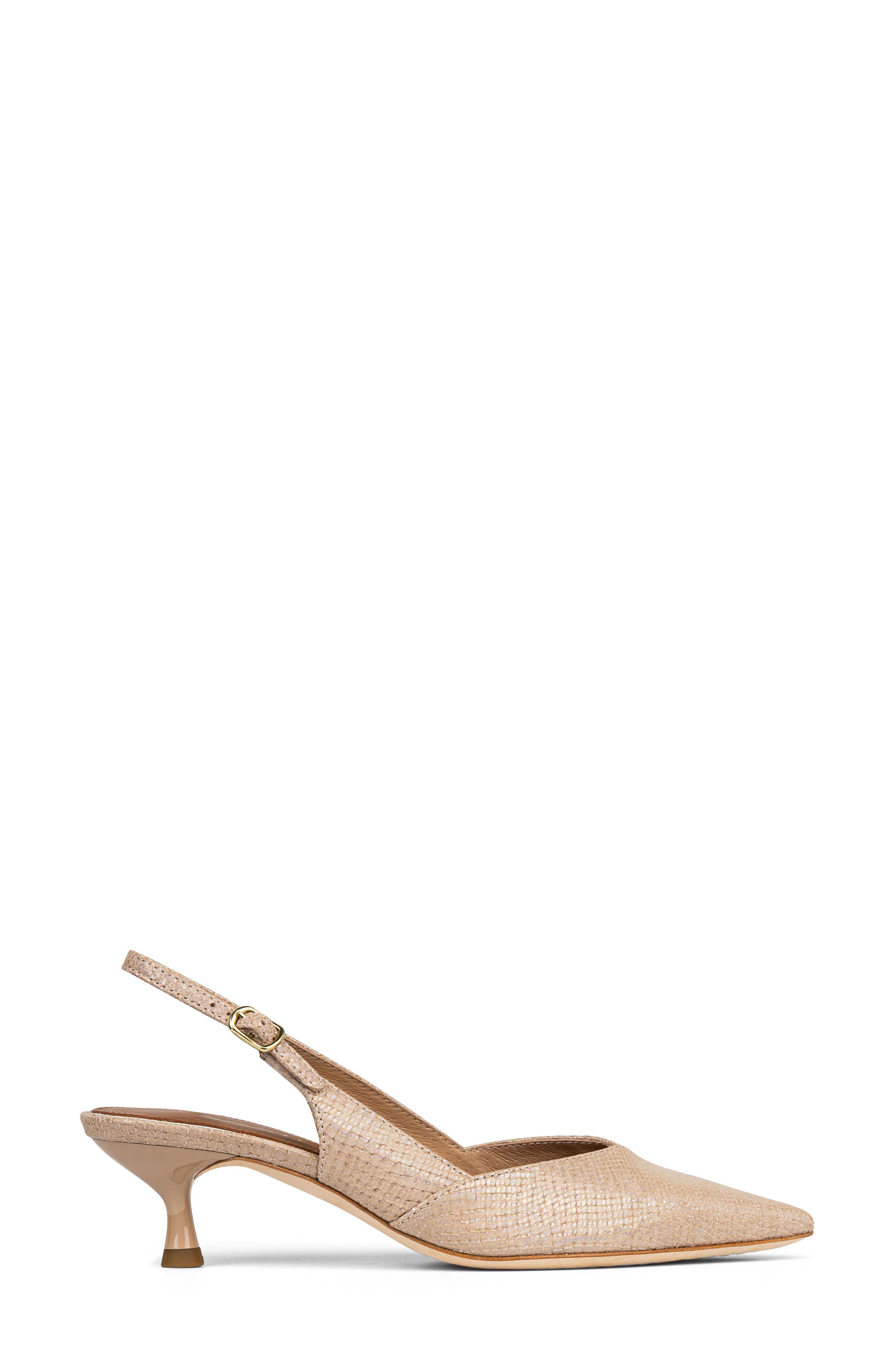 Sodashi Snakeskin Embossed Pointed Toe Slingback Pump, Alternate, color, SAND