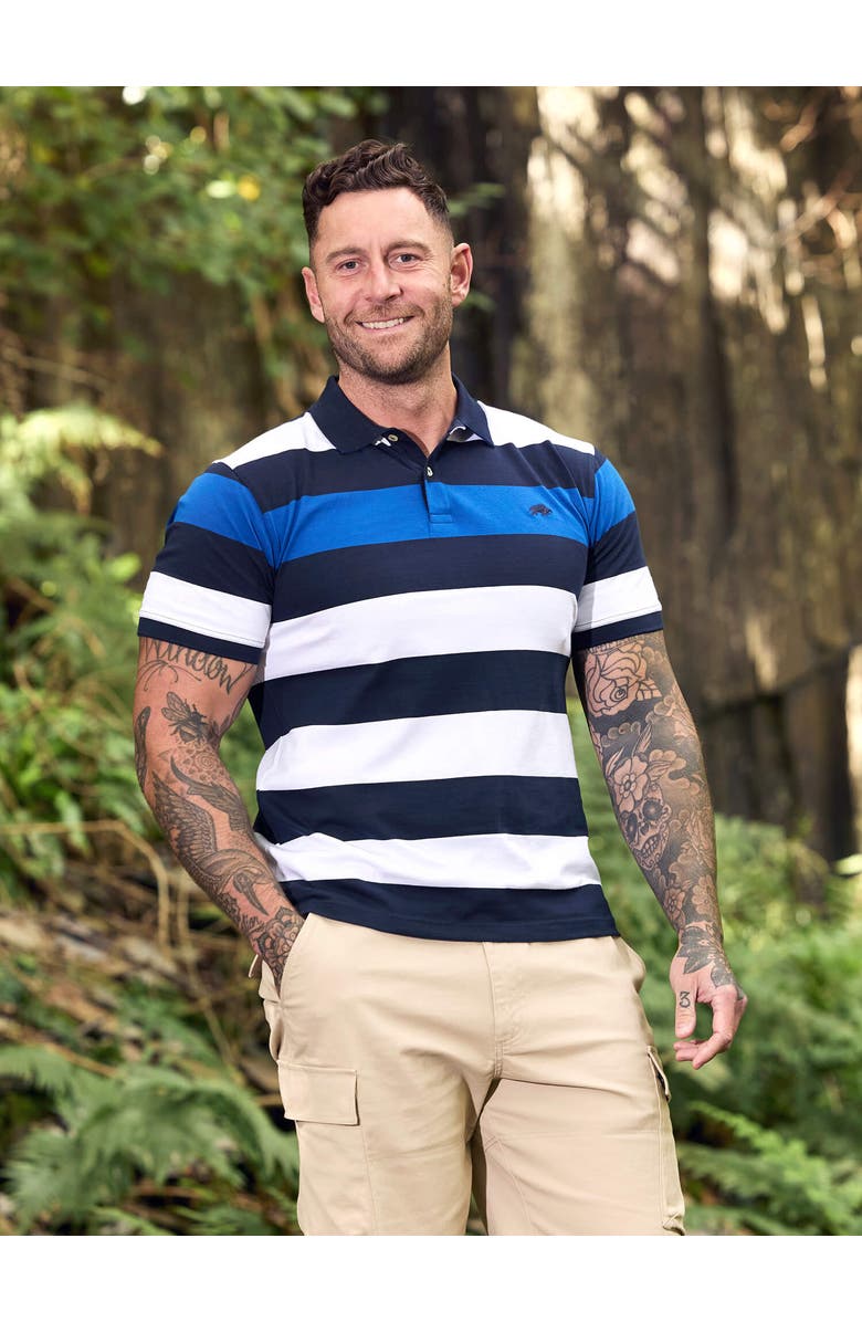 Raging Bull Jersey Contrast Panel Polo, Alternate, color, Navy