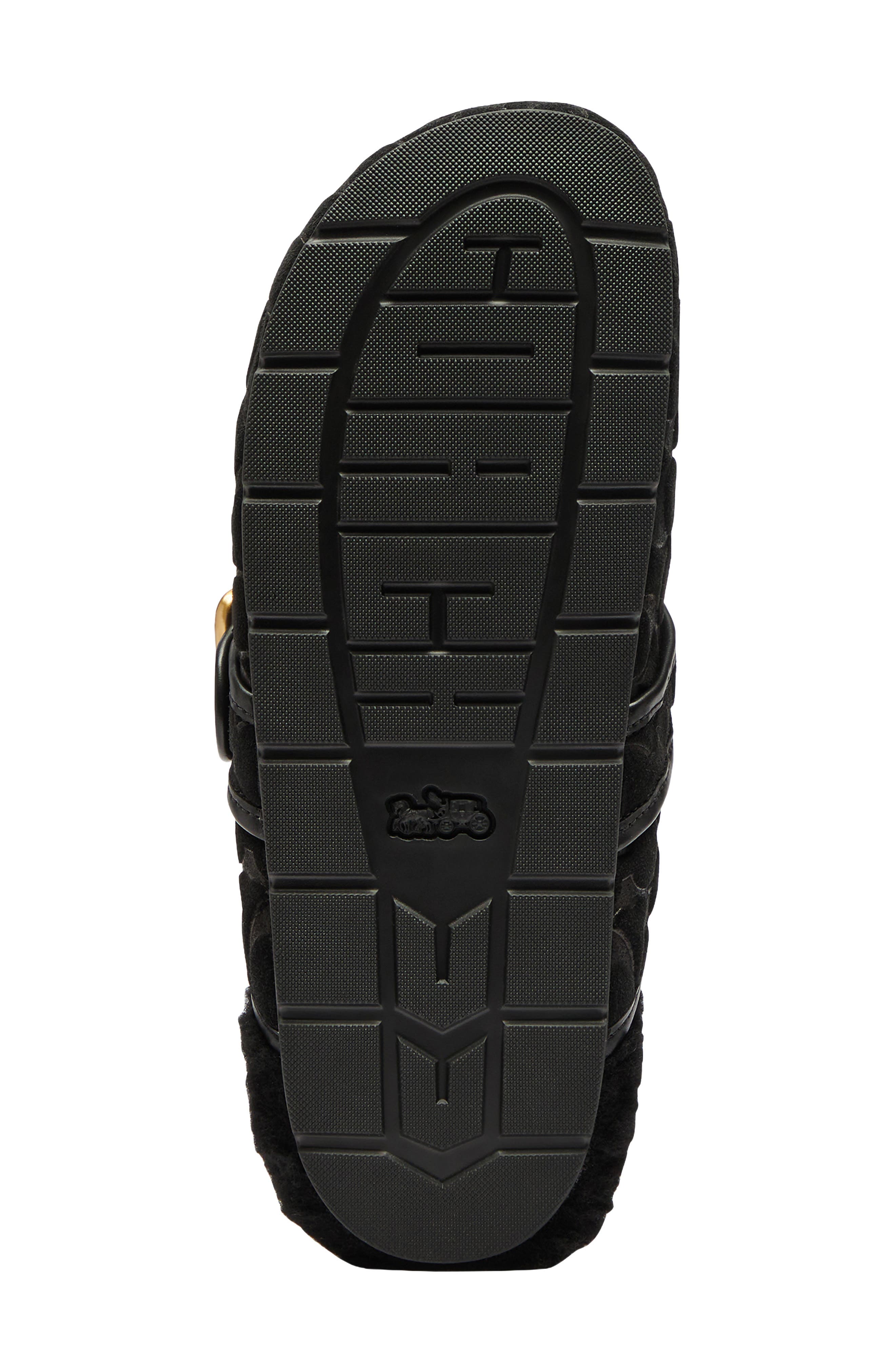 Archival Buckle Embossed Suede Clog, Alternate, color, BLACK