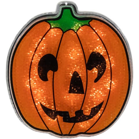 Lighted Jack O' Lantern Halloween Window Decoration - 13.5"