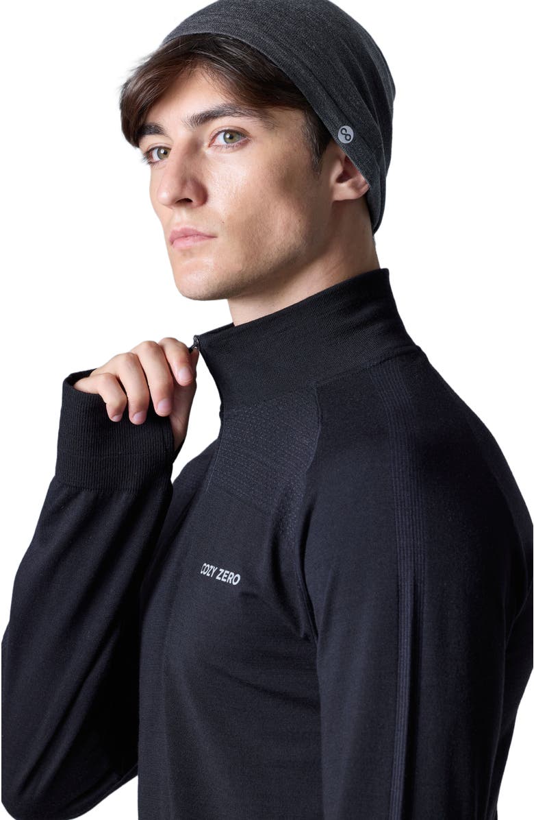 COZY ZERO Tech Merino Classic Fit Half Zip Long Sleeve Base Layer, Alternate, color, Black