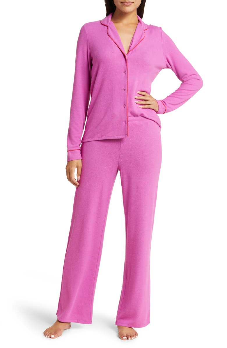 Nordstrom Brushed Hacci Pajamas, Main, color, Purple Orchid