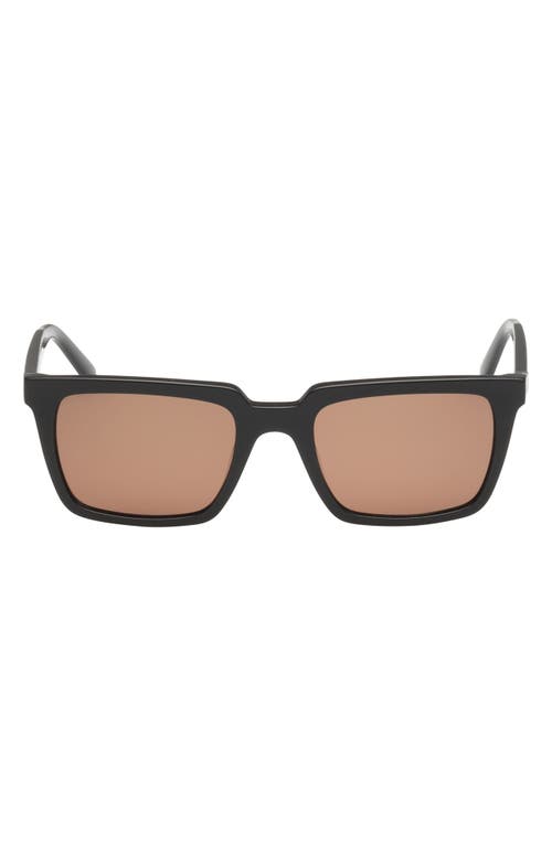 ABERCROMBIE & FITCH 52mm Rectangular Sunglasses in Shiny Black /Brown Lens 