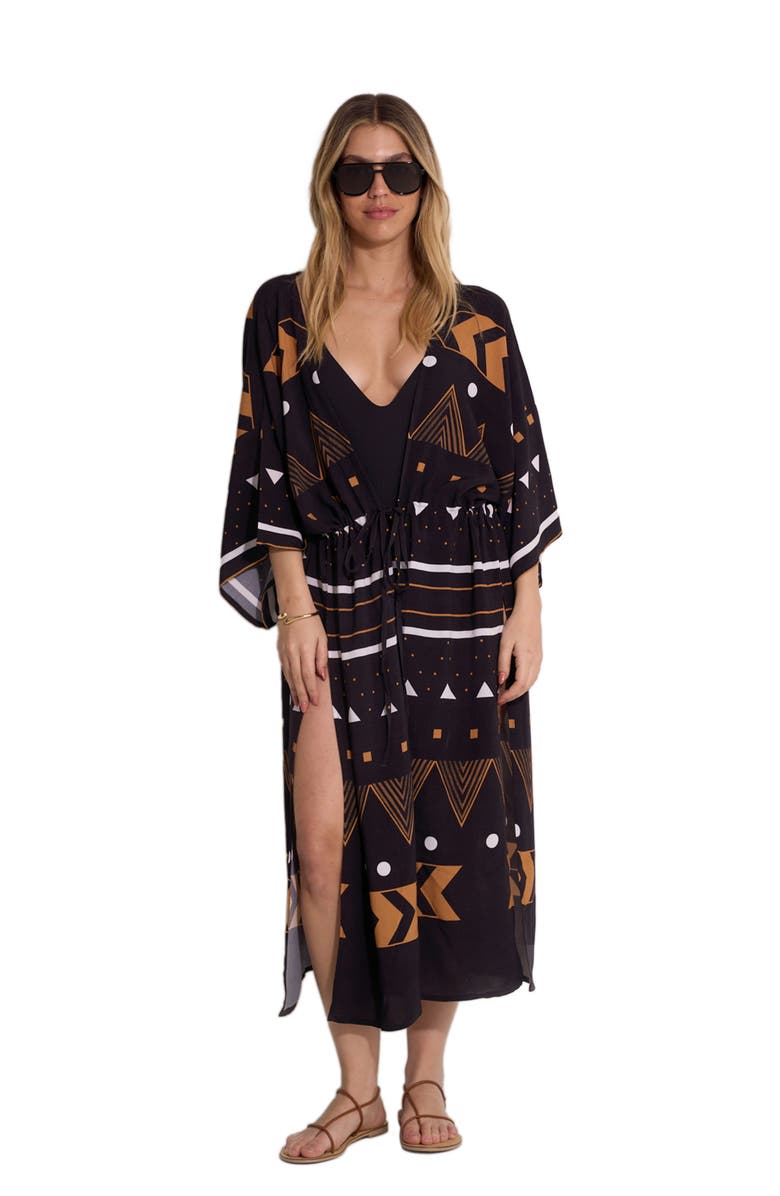 Gottex Beach Life Mist & Sand Robe Cover-Up, Main, color, Black-Multi