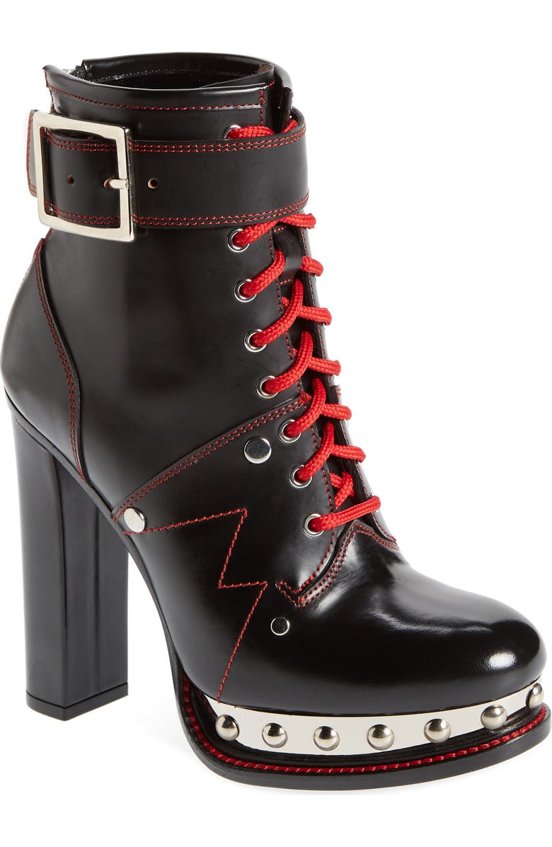 McQueen Alexander McQueen XXMM Lace-Up Platform Bootie, Main, color,