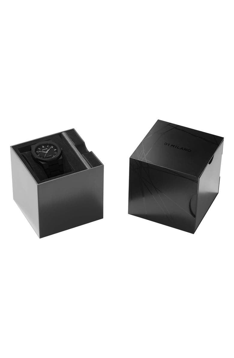 D1 Milano Cloudburst Polycarbon Bracelet Watch, 40.5mm, Alternate, color, Black