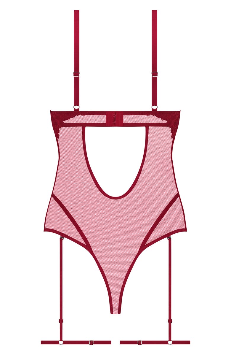 Hunkemöller Charlotta Mesh & Lace Teddy with Garter Straps, Alternate, color, 