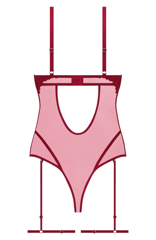 HUNKEMOLLER HUNKEMÖLLER CHARLOTTA MESH & LACE TEDDY WITH GARTER STRAPS 