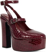 AZALEA WANG Felicia Croc Embossed Platform Mary Jane Pump