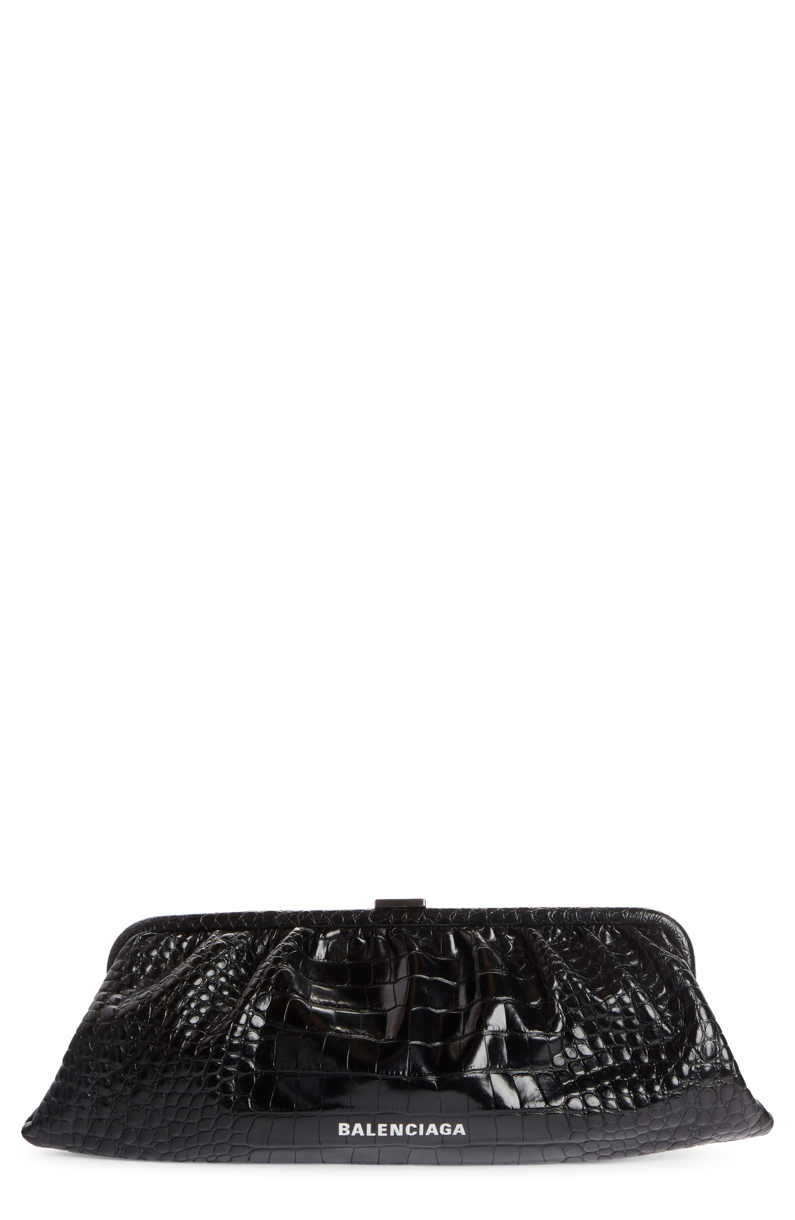 Balenciaga Extra Large Cloud Croc Embossed Leather Clutch, Main, color, 