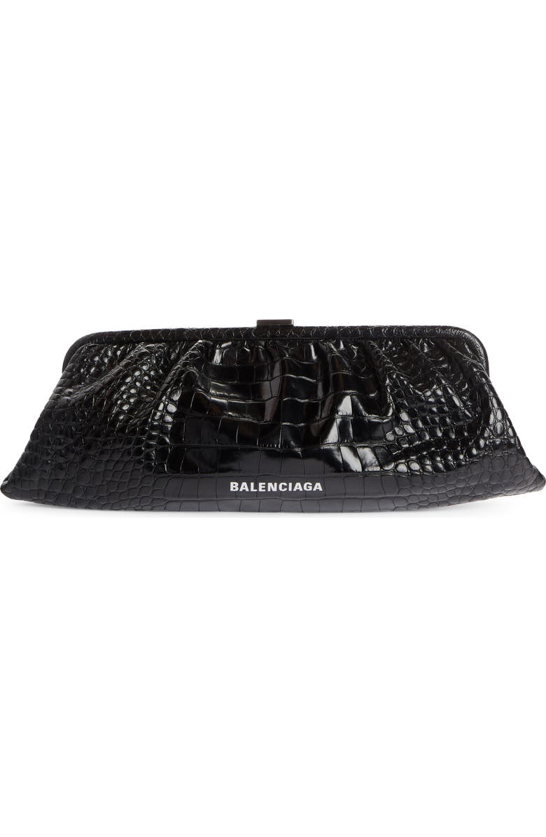 Balenciaga Extra Large Cloud Croc Embossed Leather Clutch, Main, color,