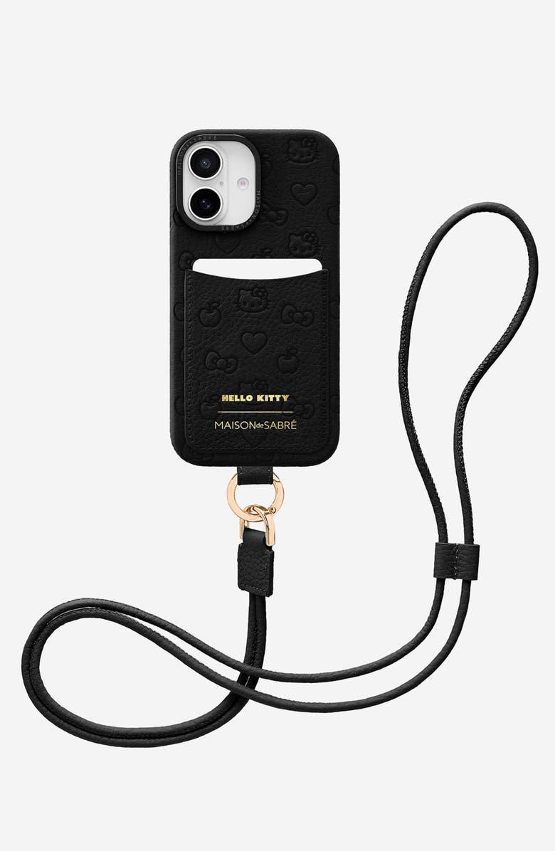 MAISON de SABRÉ Sling Phone Case, Alternate, color, Black Caviar (Hello Kitty)