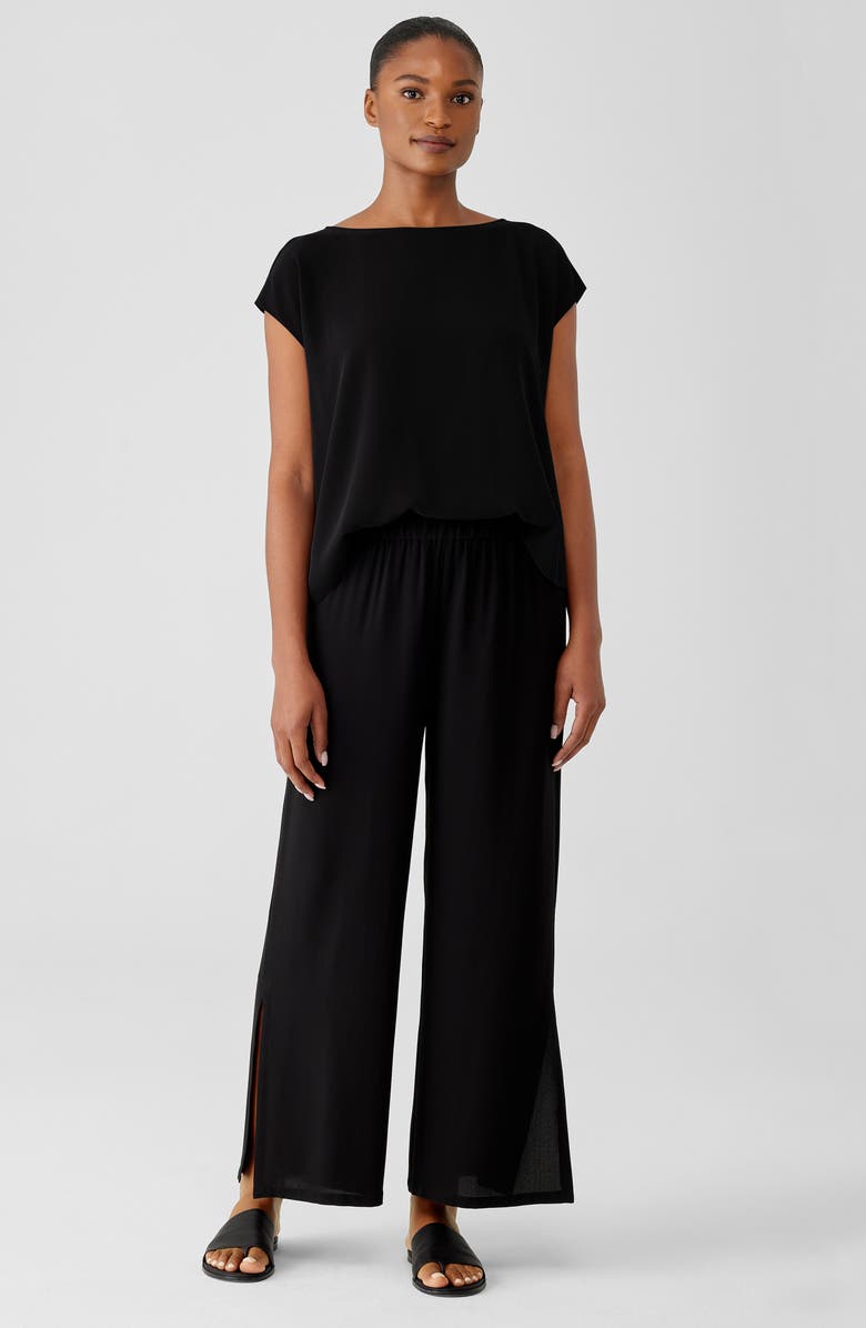 Eileen Fisher Silk Georgette Crepe Ankle Straight Leg Pants, Alternate, color, 