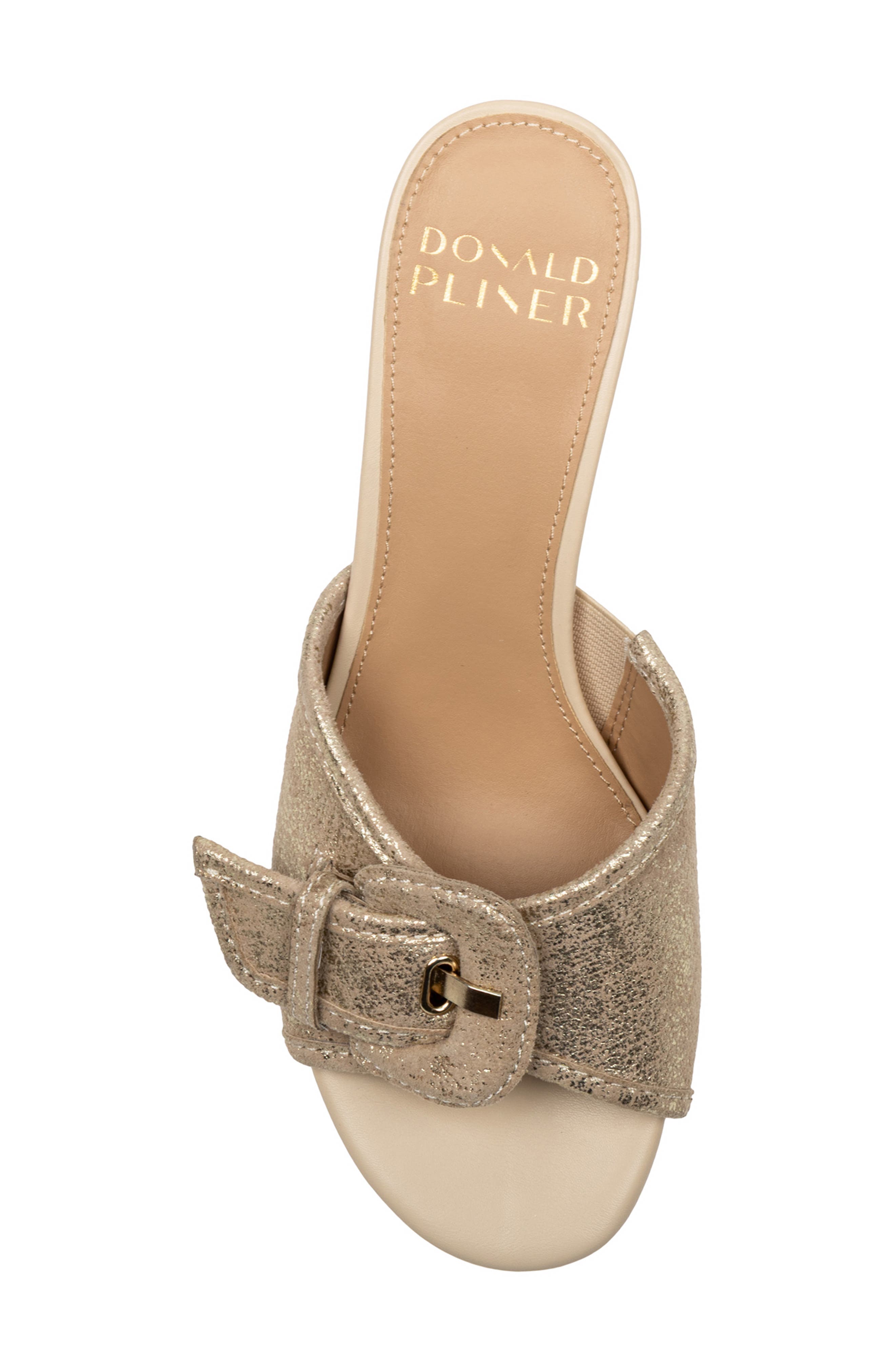 Buckle Mule, Alternate, color, PLATINUM